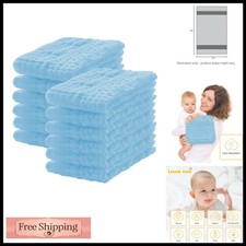 Lovely Care 12 Pack Muslin Burp Cloths 100 Cotton 20''x10'' Aqua
