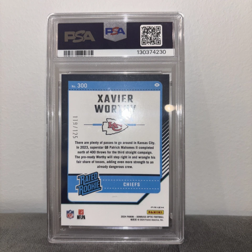 Xavier Worthy Donruss Optic Red 2024/125 PSA 10 Kansas City Chiefs Pop 1 Foto 2 de 3