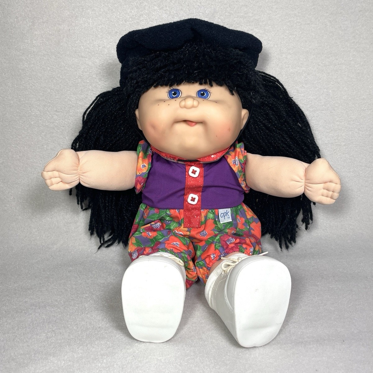 1983 Mattel First Edition Cabbage Patch Kids Doll Black Hair Blue
