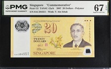 Singapore 20 Dollars 2007 P 53 Commemorative Polymer Superb Gem UNC PMG 67 EPQ