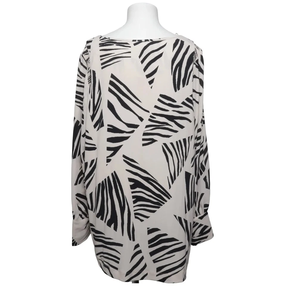 Next, chemisier, taille : 50, beige/noir, élasthanne/polyester, zèbre, femme ... - Photo 2/4