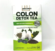MIGAANICS Colon Detox Tea, Caffeine-Free, 1.78 oz x 20 Tea Bags Total
