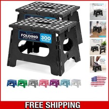 Easy-Open 9 Inch Folding Step Stool - Reliable Safe for Kitchen Bathroom Use