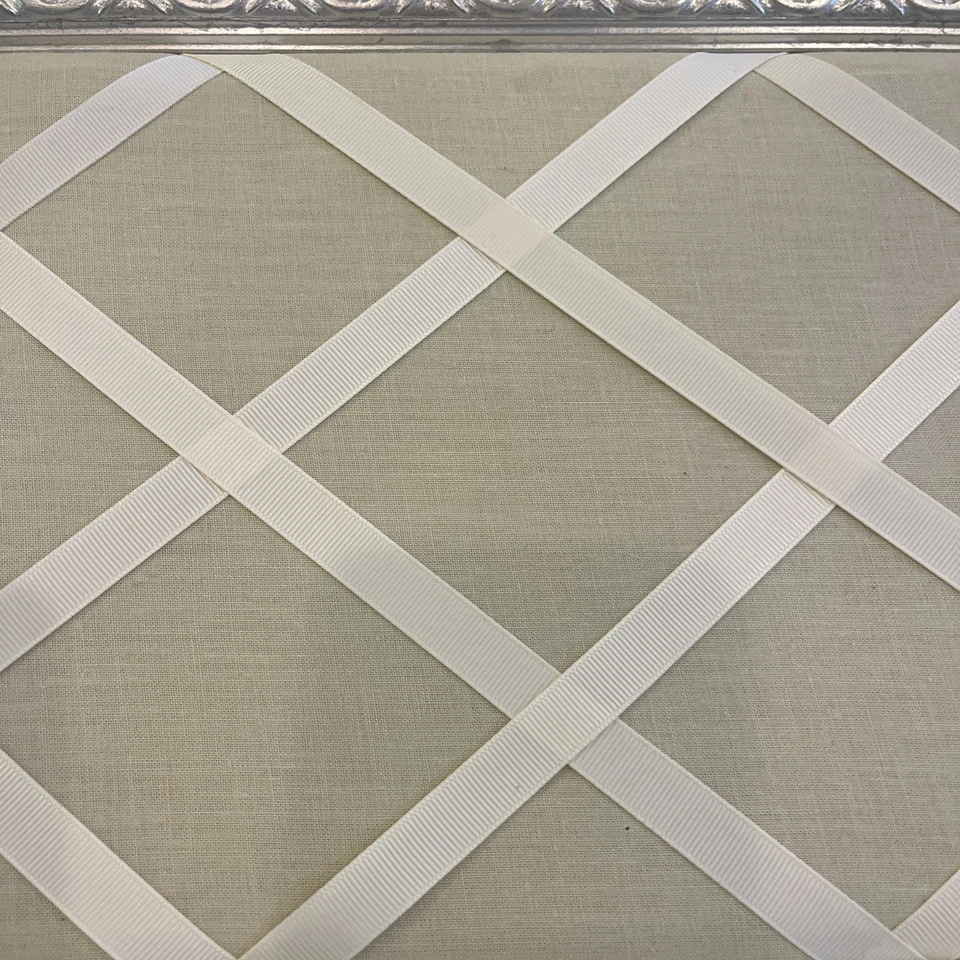 Pottery Barn Kids Teen French Memo Pin Photo Board Ribbon Cream Silver RARE EUC - Image 3 of 4