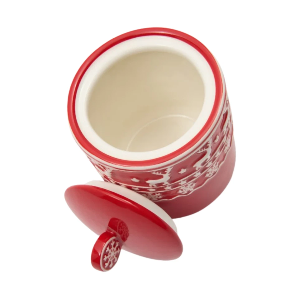 Zuccheriera Natalizia con Renna | Ceramica | Con Coperchio in Silicone | Ø 20 cm - Immagine 2 di 3