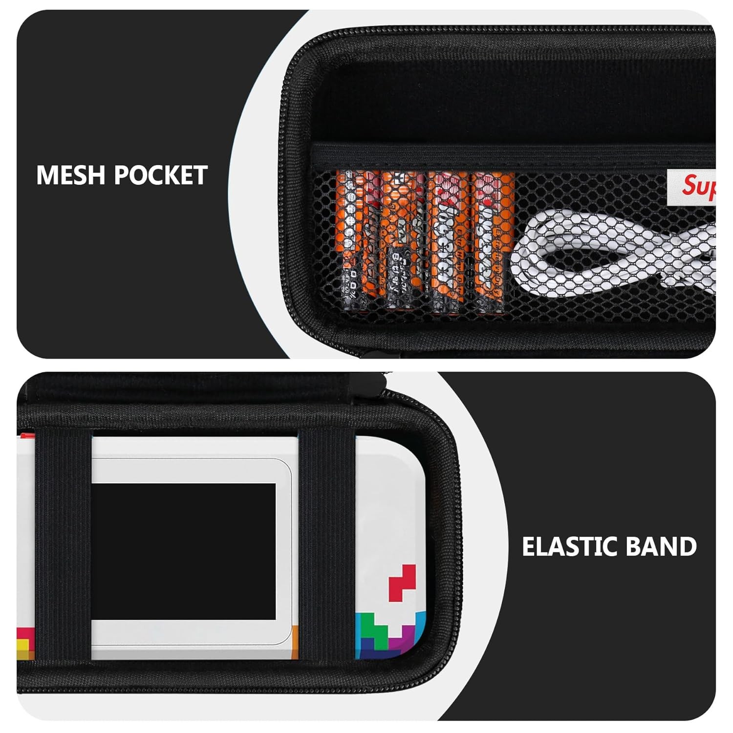 Supmay Hard Travel Case for My Arcade Tetris Pocket Player Pro, Black+Black 