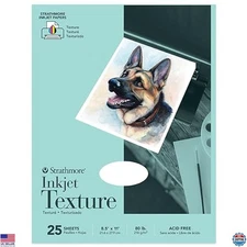 Strathmore Textured Inkjet Paper, 8.5"x11", 25 Sheets, White, High Quality Print