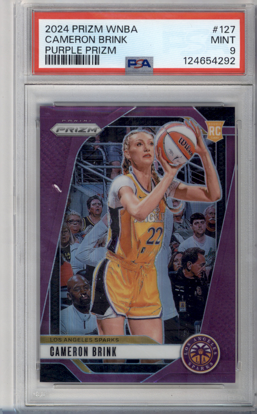 2024 PANINI PRIZM BASKETBALL #127 CAMERON BRINK RC ROOKIE PURPLE /149 PSA 9