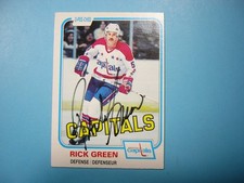 1981/82 O-PEE-CHEE NHL HOCKEY CARD #348 RICK GREEN EX/NM AUTO AUTOGRAPH OPC