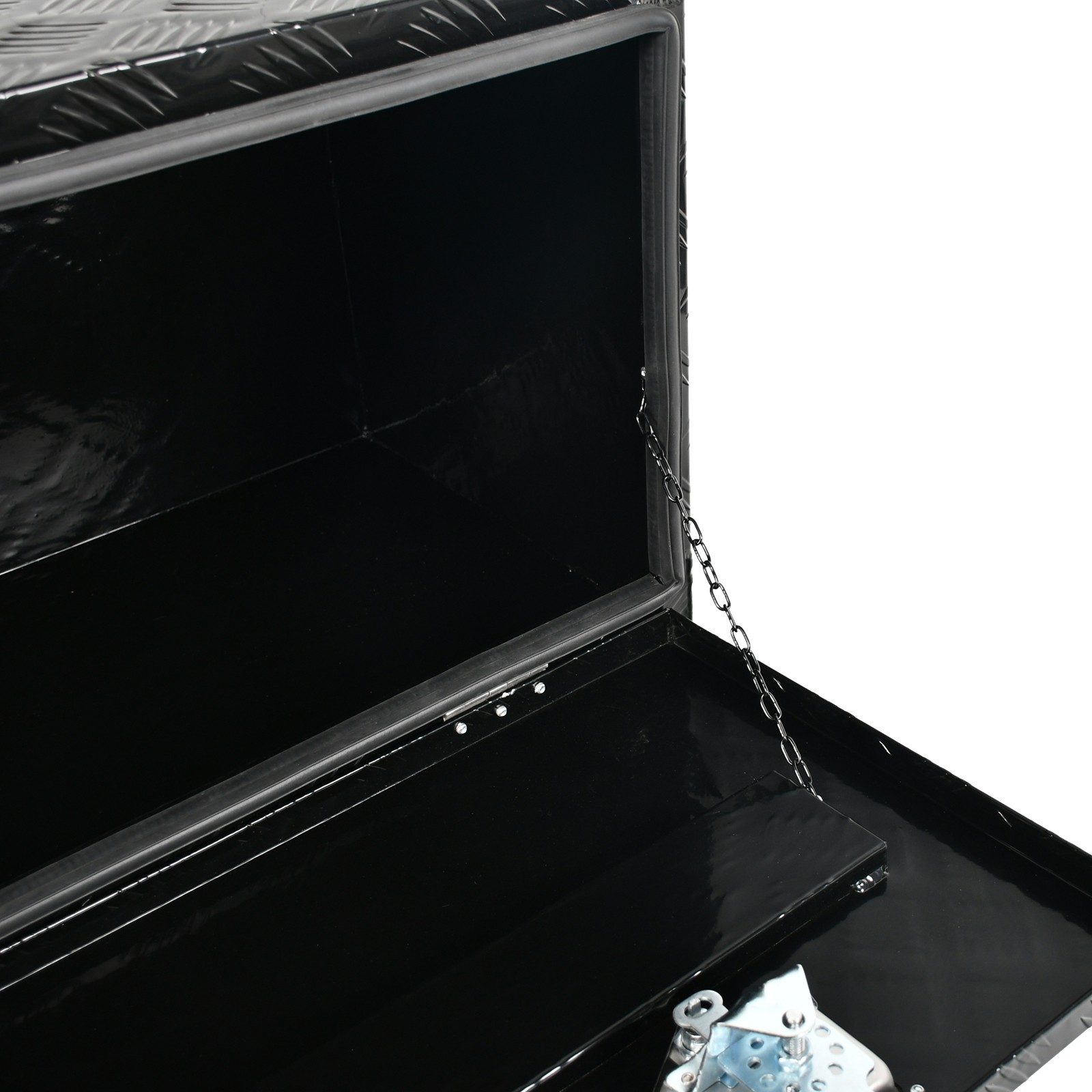 48"x17"x18" Black Aluminum Tool Box Truck Trailer Bed Underbody Storage+Lock Key