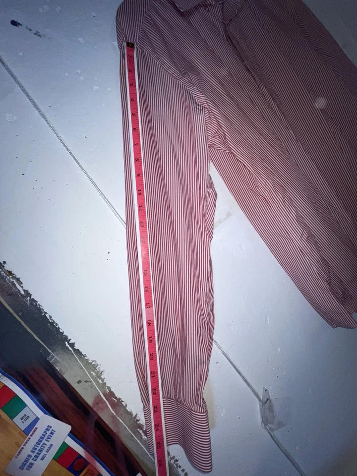 Camisa de vestir Borrelli Punto A Capo a rayas rojas y blancas para hombre XLT hecha en Italia Foto 4 de 4