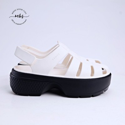 Crocs Stomp Fisherman Lug Sole Platform Sandals White Black Women 10 Men 8