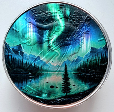 Northern Lights / Aurora - American Silver Eagle 1oz. 999 Silver Dollar Coin