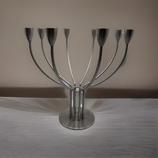 IKEA Stockholm 8 Arm Stainless Steel Candelabra Taper Candle Holder Swedish MCM