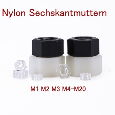 Nylon Sechskantmutter Weiße Kunststoff Klare Volle Mutter Klare M2 M3 M4 M5-M20