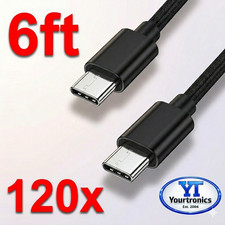 120x 6ft Fast Charge USB-C to USB-C Cables Extra Long Charging Cords Wholesale