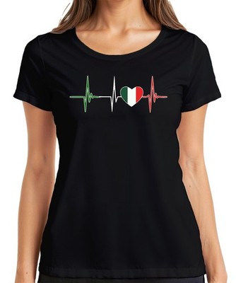 Italien Herzschlag EKG Herz mit Italien Flagge Liebe Fan Amore Damen T-Shirt