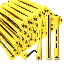 60 Pcs Short Perm Rods Natural Hair Perm Rods with Elastic Rubber Band Non Slip