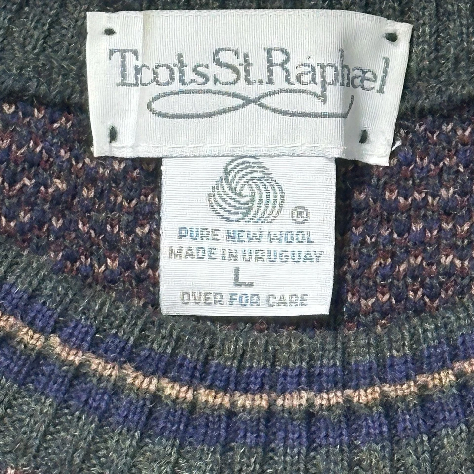 Vintage Tricots St Raphael pure New wool sweater Men Large Tapestry Pattern 80’s - Image 4 of 4
