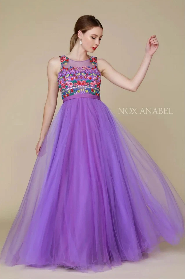 Nuevo con etiquetas Vestido Nox Anabel Floral Bordado Formal Baile de graduación Tul S,M,L,XL,2XL Foto 4 de 4