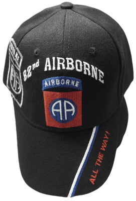 82nd AIRBORNE ALL THE WAY BLACK BASEBALL EMBROIDERED HAT usa  display picture 1