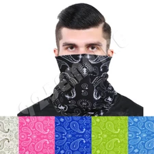 3 Pack Men's Paisley Tube Bandana Face Mask  Neck Gaiter Lot 
