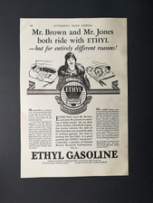 Vintage 1928 Ethyl Gasoline Mr. Brown & Mr. Jones - Full Page Original Ad