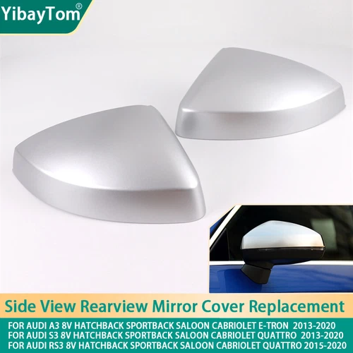2 pcs Matte Silver Mirror Cover caps Replacement For Audi A3 RS3 8V S3 2013-2020