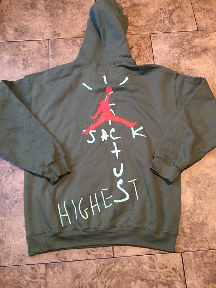 Travis Scott Cactus Jack Jordan OLIVE Highest In The Room Hoodie L