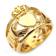 Irish Claddagh Wedding Ring Stainless Steel Crown Love Hand Friendship Ring Gold