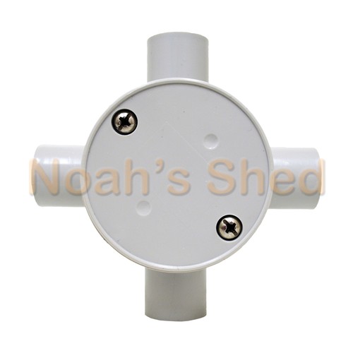 BONZA 4 WAY Entry Junction Box Shallow Round Conduit Electrical Cable 20mm - Picture 4 of 4
