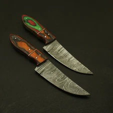 CUSTOM MADE LOT OF 2 HAND FORGED DAMASCUS BLADE HUNTING SKINNING CAMPING KNIFE