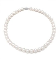 Real Pearl Necklace for Women Silver White AAA Quality Round natural Freshwater