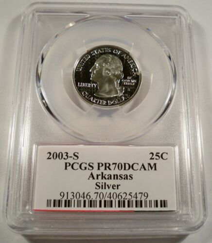 2003-S 25c SILVER PCGS PR70DCAM ARKANSAS QUARTER PROOF DEEP CAMEO PR 70 DC - Picture 2 of 4
