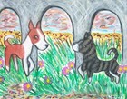 Basenji at the Beach Basenjis Dog Folk Pop Vintage Art 8 x 10 Signed Print