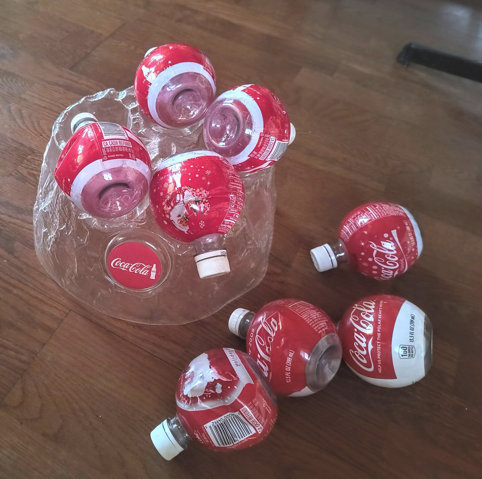 8-Coca Cola Holiday Round Bottle Christmas Ornamet  2008-10 Mountain Holder Coke