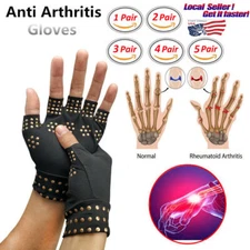 Anti Arthritis Copper Compression Gloves Hand Finger Support Joint Pain Relief 