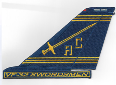 5.5'' NAVY VF-32 SWORDSMEN F-14 TOMCAT TAIL FIN EMBROIDERED PATCH