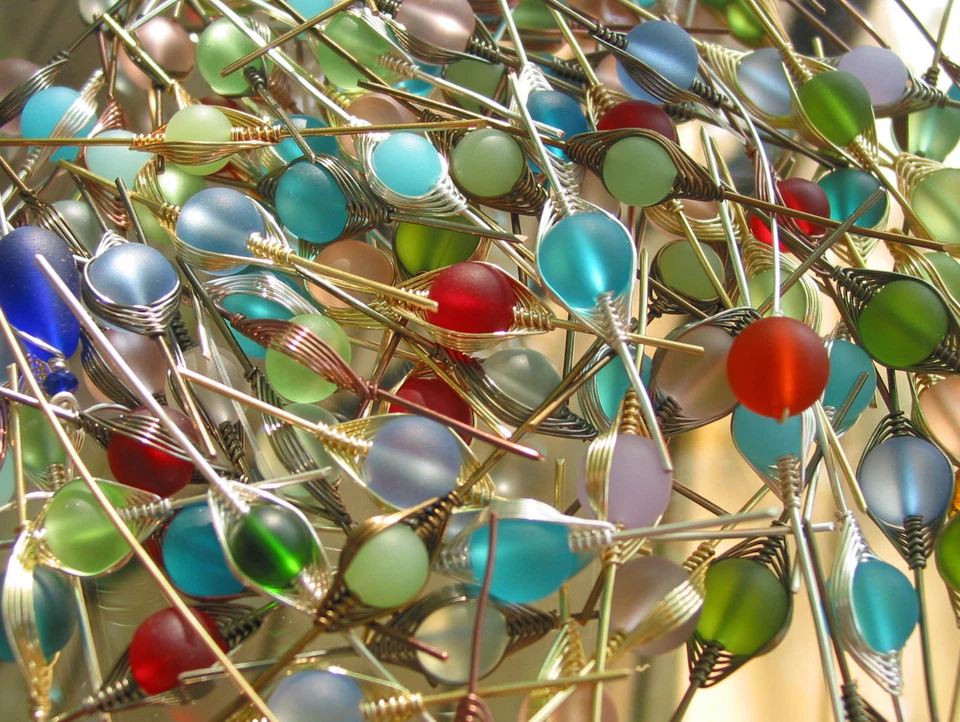 ELIGE COLOR Cristal de Mar ANTIGUO COBRE Tono Espiga Alambre Envuelto Pulsera Escarcha Foto 4 de 4