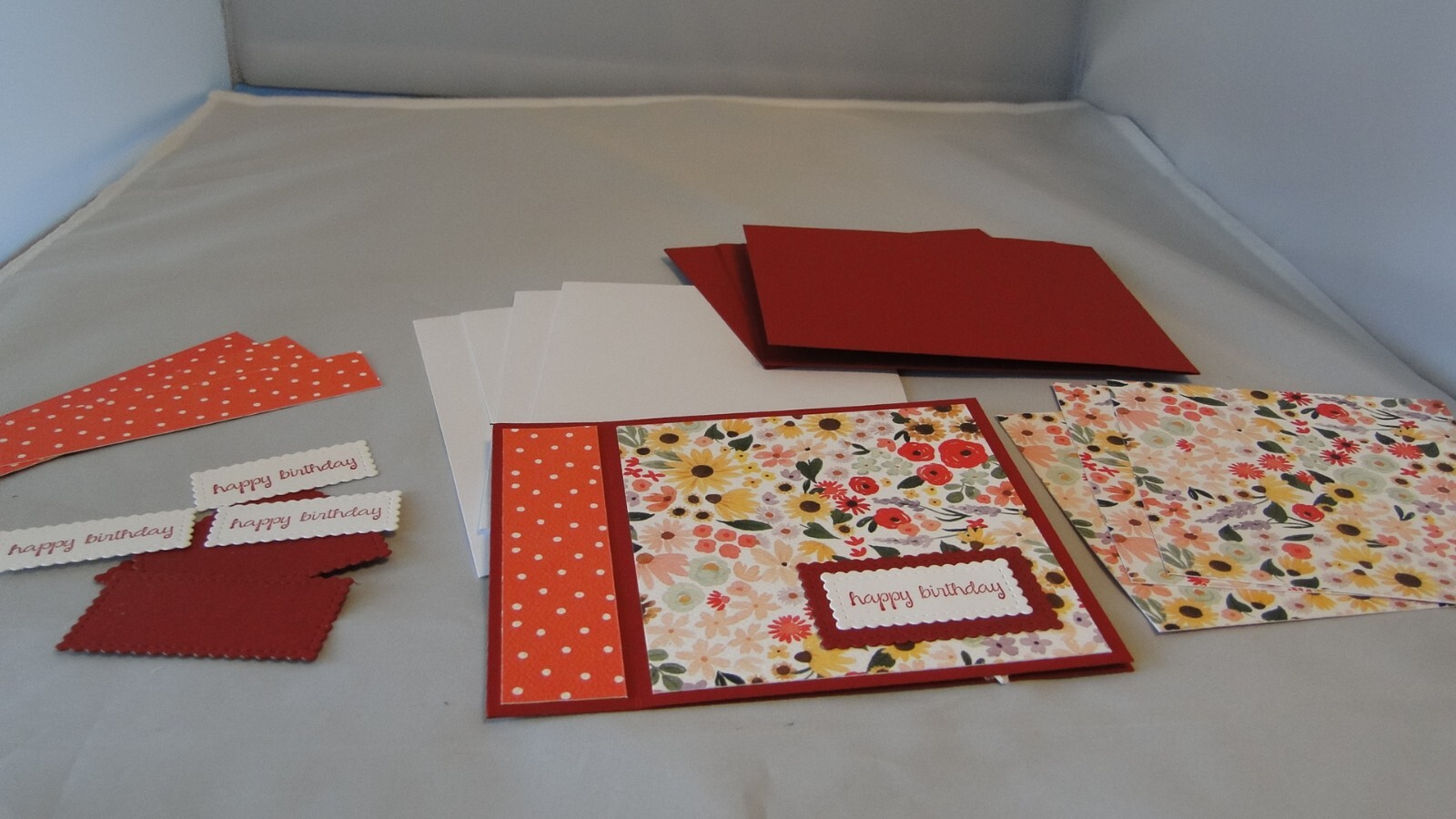 Stampin Up Card Kit Set Of 4 "Happy Birthday" cards #20b Real Red | eBay