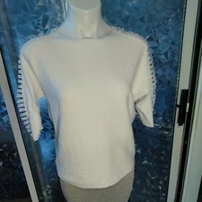 Top tejido Luna para mujer blanco estrás escalera recorte talla M WAT5941BSS