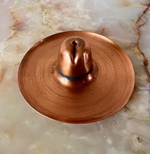 Vintage 1950's Solid Copper Cowboy Hat Novelty Round Ashtray