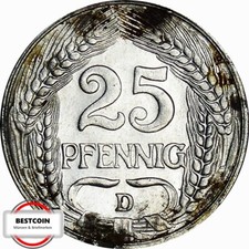 J 18  25 Pfennig Kaiserreich von 1909 D in VZ+  1189171