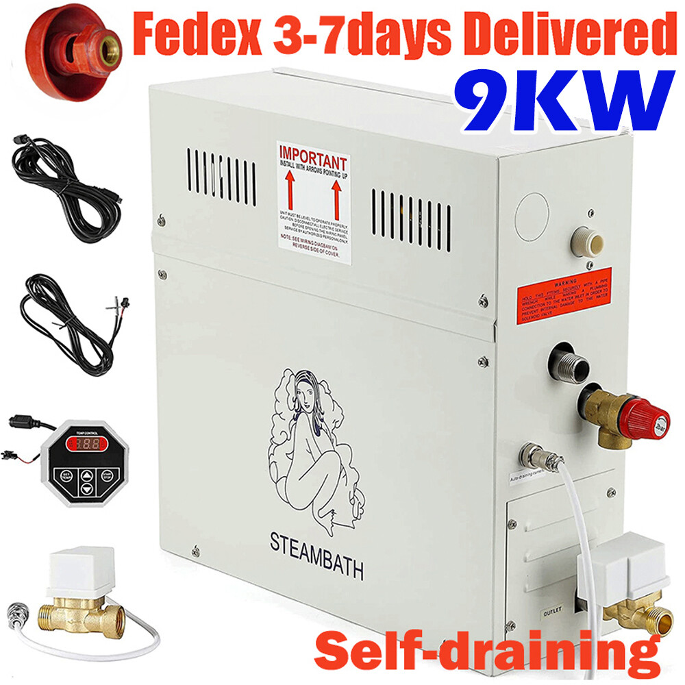 9KW Self-draining SPA Generator Steam Shower Temperature adjust for Sauna Room