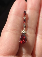 Zales 925 sterling silver 14k gold genuine garnet diamond pendant