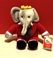 Vintage Babar the Elephant Plush 1988 Macys 14  Stuffed Animal Red Suit TT Tag