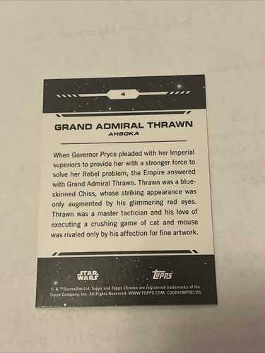 2024 Topps Chrome Star Wars #4 Grand Admiral Thrawn - Picture 2 of 2