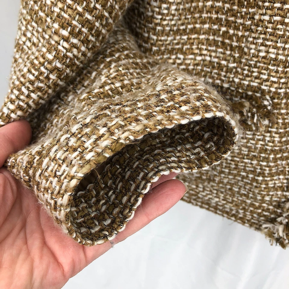 Blazer CABI “Phoebe” Metálico Tweed Flecos Chaqueta Punto Boucle Dorado Bronce M Foto 4 de 4