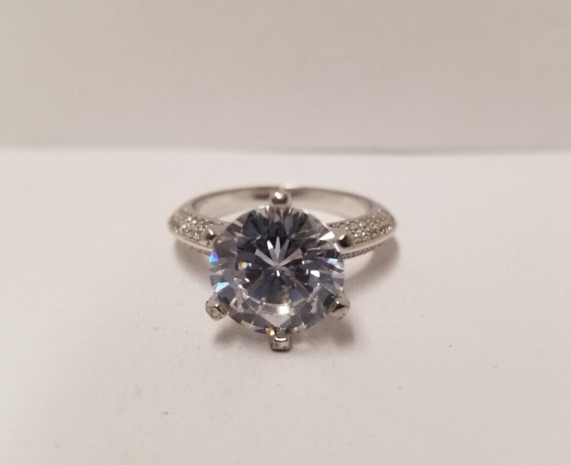 "Crown" Micropavé Round Solitaire Simulated Diamo… - image 3