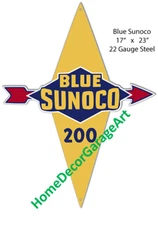 Blue Sunoco Gasoline, Cutout Shape Flat Metal Sign, Vintage Garage Art HDGA